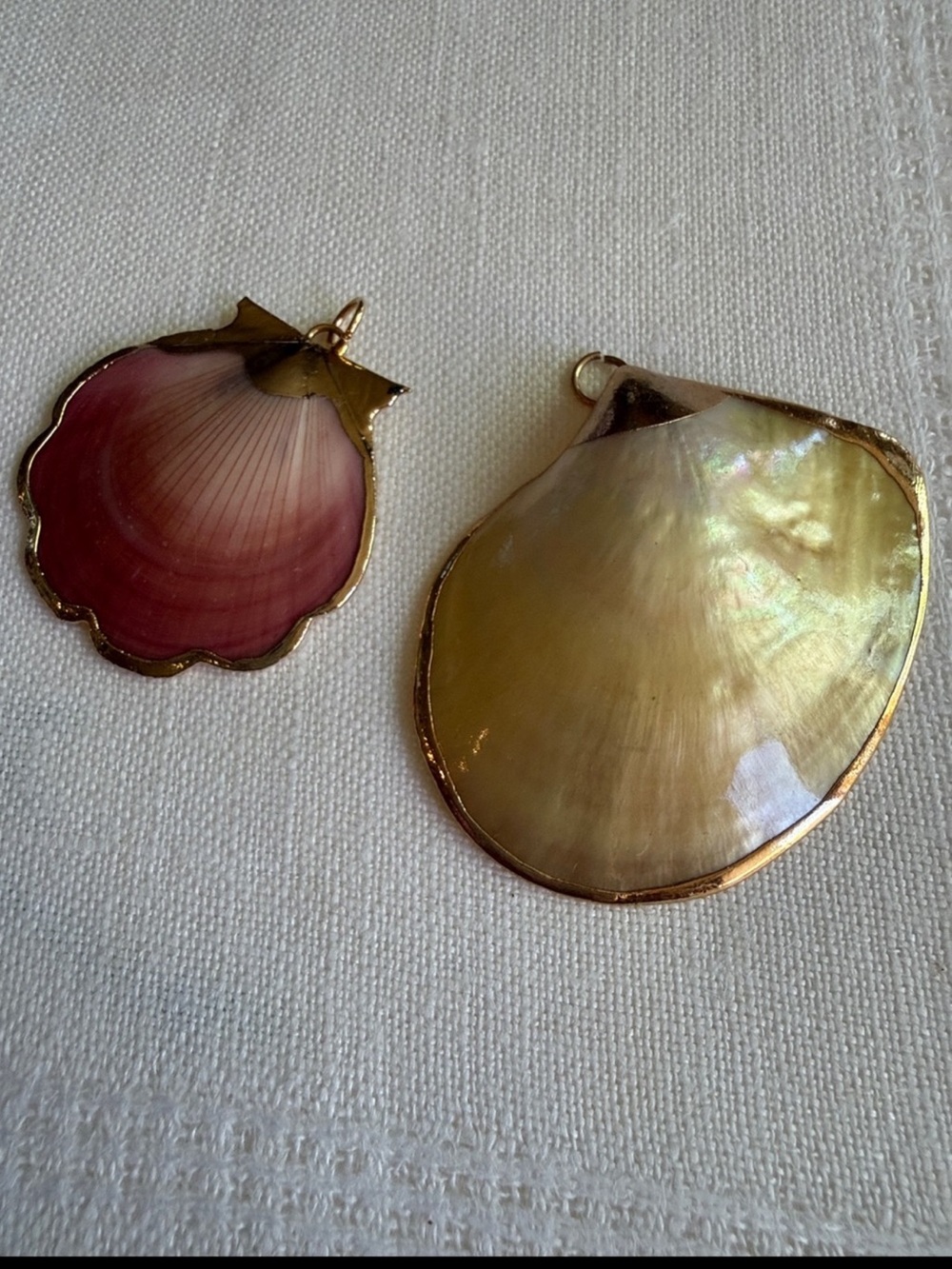 Shell Necklace Pendents - Iridescent Gold & Pink Shell Charms - Picture 6 of 7
